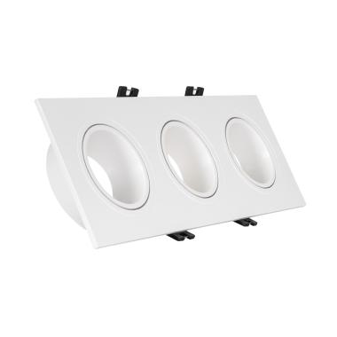 Aro Downlight Quadrado Basculante para três Lâmpadas LED GU10 / GU5.3 Corte 75x235 mm