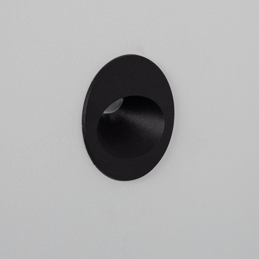 Producto de Baliza Exterior LED 2W Empotrable Pared Circular Negro Coney