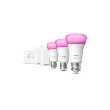 Kit Início Lâmpadas Inteligentes LED E27 3x9W 806 lm PHILIPS Hue White