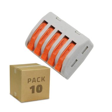 Product Pack 10 Conectores Rápidos 5 Entradas PCT-215 para Cable Eléctrico de 0.08-4mm²