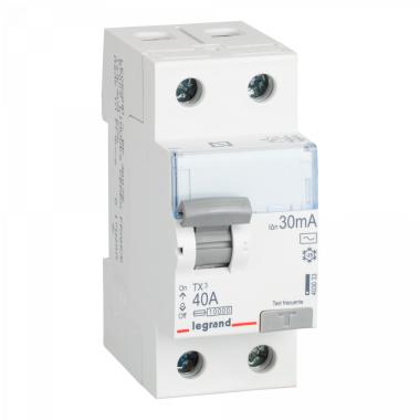 Disjuntor Diferencial Industrial 2P-30mA 25-40A 10kA Classe AC LEGRAND TX³ 403032