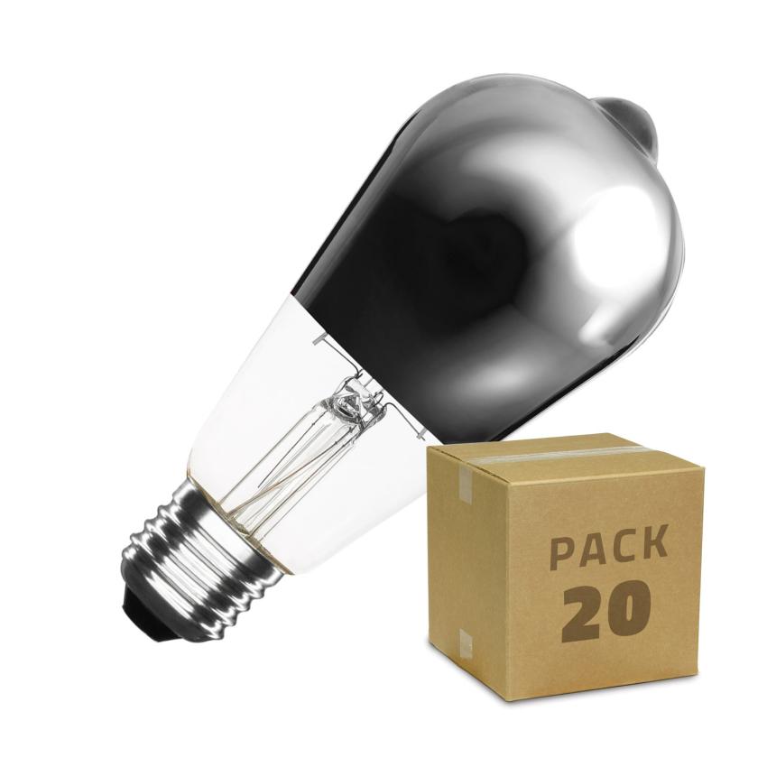 Producto de Caja de 20 Bombilla LED E27 Filamento Regulable 7.5W ST64 Chrome Reflect Big Lemon Blanco Cálido