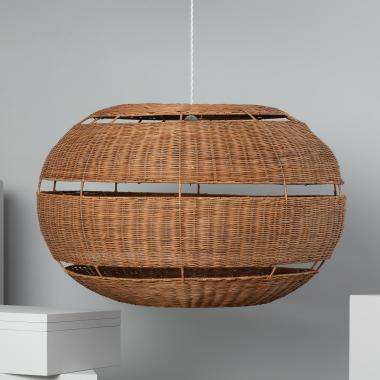 Candeeiro Suspenso Rattan Oblato Bulang Ø800 mm ILUZZIA