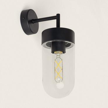 Candeeiro de Parede Exterior Metal e Vidro Gerber Preto
