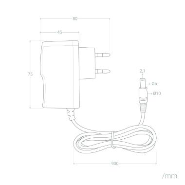 Produto de Fonte de Alimentação 12V DC 12W 1A com Ficha 