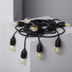 Product Kit Guirnalda Luces Exterior 5.5m Negro + 8 Bombillas LED E27 Filamento 4W
