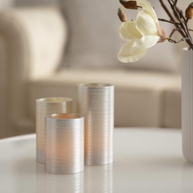 Pack de 3 Velas LED Cera Natural Special Flame Plata