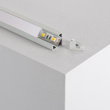 Perfil de Aluminio para Esquinas Plano 1m para Fita LED Até 10 mm Tampa transparente