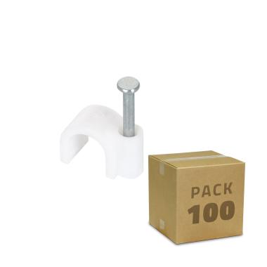 Pack 100 Unidades Grapa Sujeción de Cable Blanco