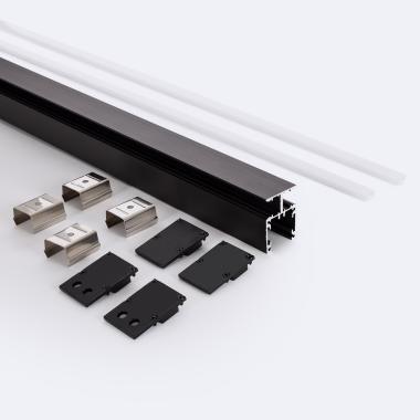 Perfil de Aluminio Aplique Doble Cara 2m Negro para Tiras LED hasta 10 mm