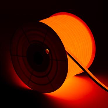 Rolo Neon LED 7,5 W/m Regulável 220V AC 120 LED/m 50m Semicircular 180º Laranja IP67 Corte Cada 100 cm Laranja