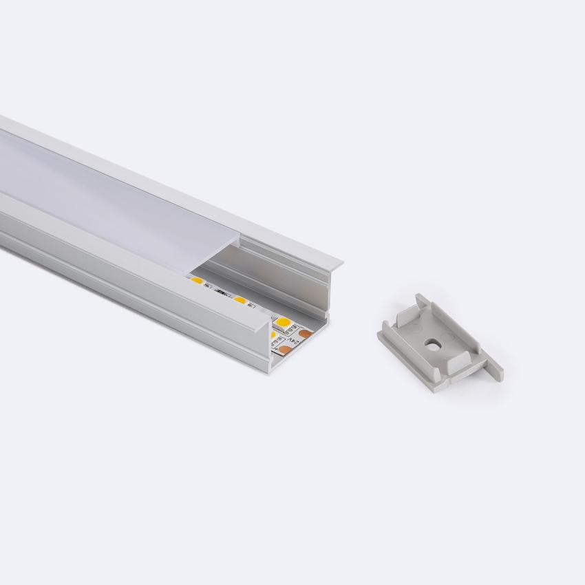 Produto de Perfil de Alumínio Encastrável Perfil Baixo 2m para Fitas LED de até 25 mm 