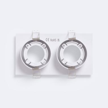 Producto de Aro Downlight Cuadrado Blanco para dos Bombillas LED GU10 / GU5.3 Corte 73x173 mm